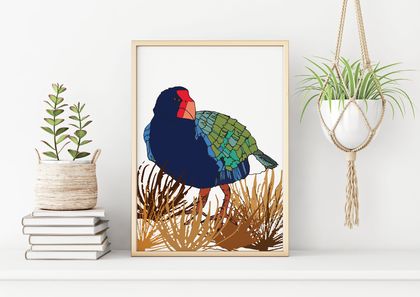 Takahe New Zealand Bird Art A4 Print