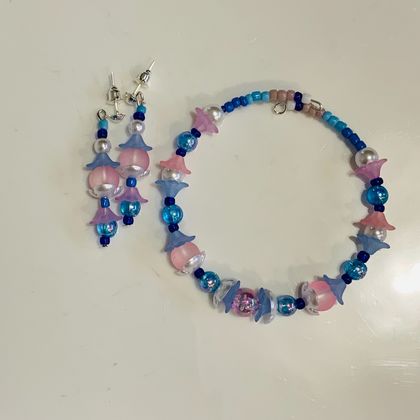 Bracelet & Earrings set: Virginia Bluebells ('Vivid and colourful' range)