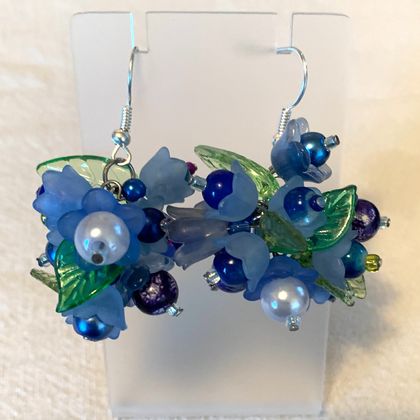 Earrings: Cornflower and Salvia clusters ('Clusters' range)