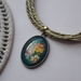 vintage style floral cabochon with trendy boho rattan statement piece