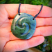 Peruvian Jade pendant ~with hand carved Maori koru galaxy symbol