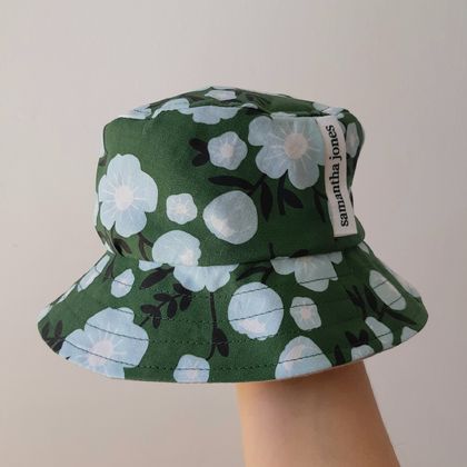 Toddler bucket hat, green floral