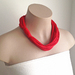 Repurposed circle scarf in bright red