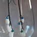 White mermaids tears beachglass and blue bead earrings