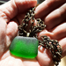 Bright green beachglass necklace