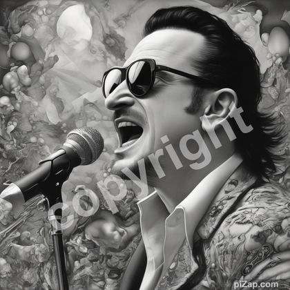 Bono retro fine art print A4