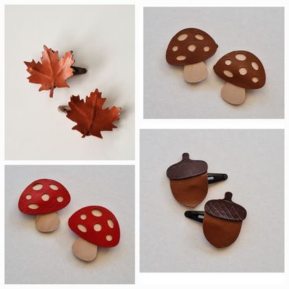 Autumn Theme Leather Hair Clips