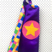 Kids Superhero Cape - Purple with Rainbow squares 