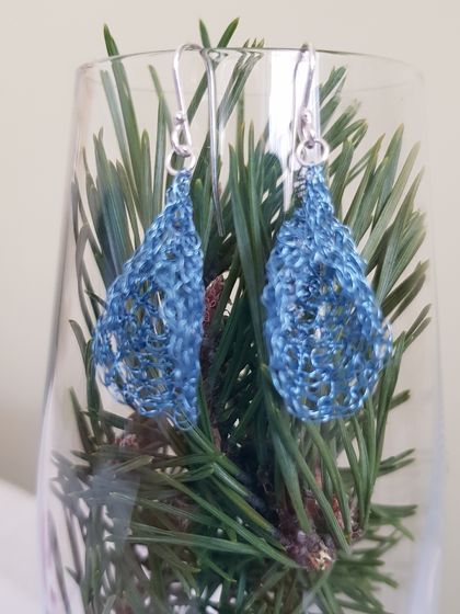 Crocheted wire cone earrings in vibrant colours