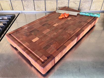 Long Rimu end grain chopping board with juice groove