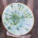 Hand dyed cotton with hand stitching - Wool circle wooden hoop art