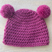 Pure Wool Baby Hat with Pom Pom Ears -  Dark Pink