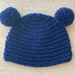 Pure Wool Baby Hat with Pom Pom Ears - Navy Blue 