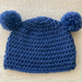 Pure Wool Baby Hat with Pom Pom Ears - Steel Blue 