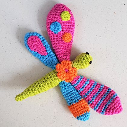 Hand Crocheted Dinah the Dragonfly