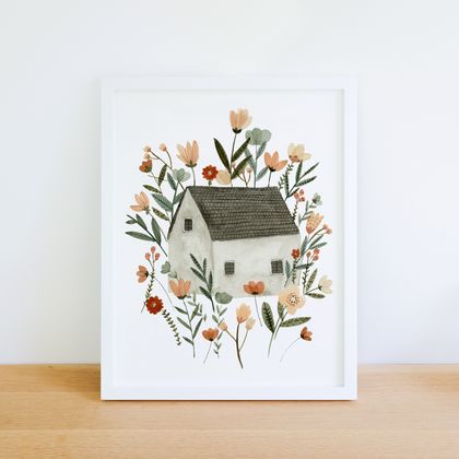 Floral Cottage A4 Art Print