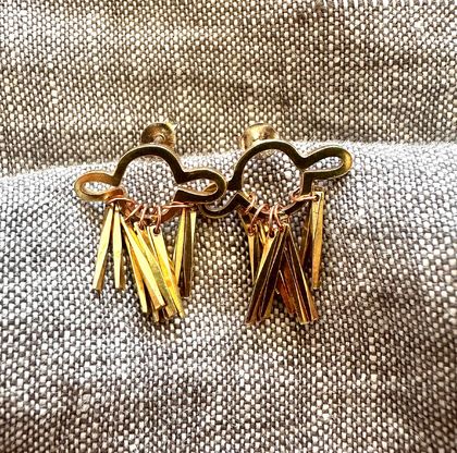 Art Deco style earrings. All original designs. Created using brass and copper with Sterling Silver posts and butterflies.