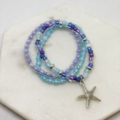 Dainty Seed Beads Stacking Bracelet with starfish charm 
