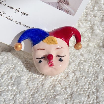 Poker Face Clown Brooch/Necklace