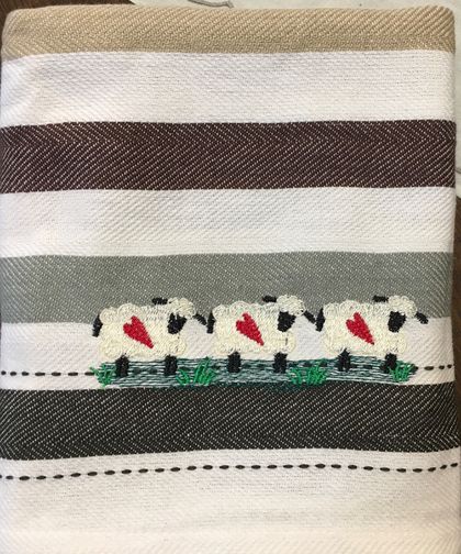 Country Themed Embroidered Tea Towel