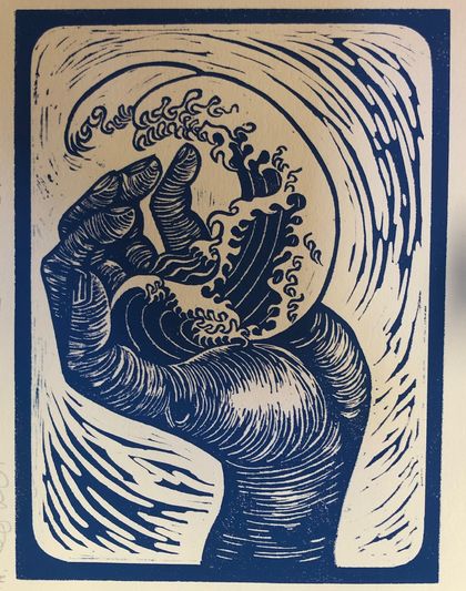 “Feeling the Flow”. Original Limited Edition Linocut