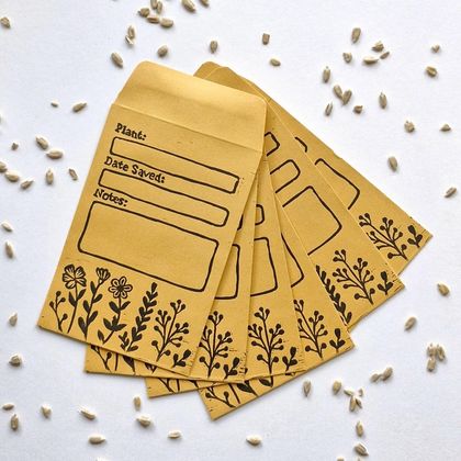 Seed Saving Envelopes Hand-Printed