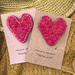 Heart brooches - crocheted and needle felted