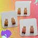 Yellow Pink Gummy Bear Earring Studs