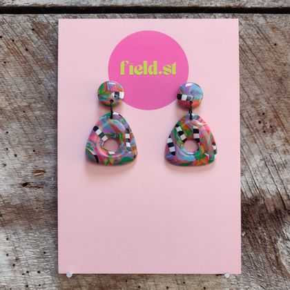 Chunky pink triangle earrings
