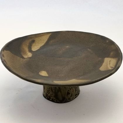 Pottery Pedestal Display Plate
