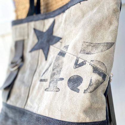 Military Style Tote Bag from upcycled denim and canvas