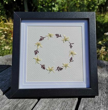 Magic circle pressed flower artwork 15cm x 15cm