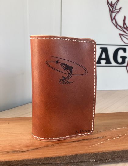 Fishing Fly Wallet - leather with sheepskin lining 