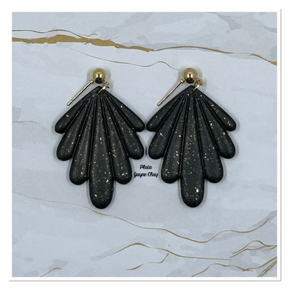 Elegant Black Polymer Clay Earrings