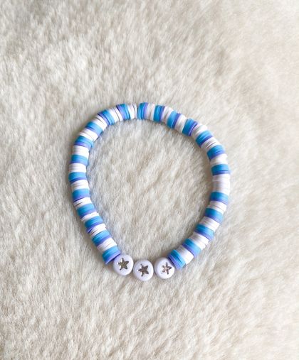 Blue Star Clay-Bead Bracelet