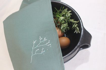 Hand Embroidered Tea Towel Cotton