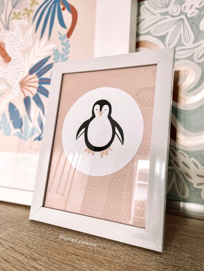 Framed Paper Penguin Collage Art