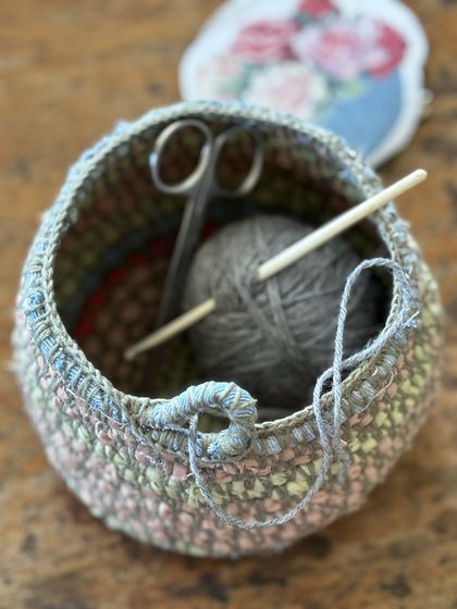 Scrap Cloth Basket - Yarn Bowl, Workbasket, Trinket Bowl