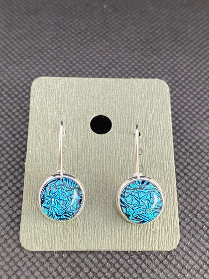 Dichroic glass and sterling silver earrings