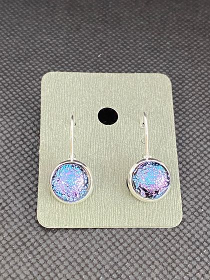 Dichroic glass and sterling silver earrings