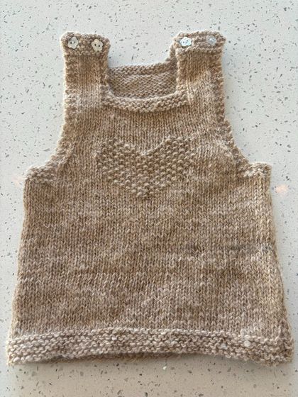 Hand Knitted Baby Vest - 100% Alpaca