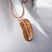 Hand Carved Black Walnut Feather Pendant 