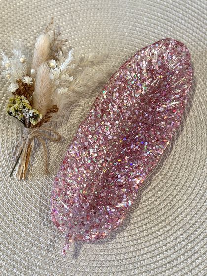 Rose Pink Feather Decor/Tray