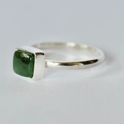Ponamu and sterling silver square ring