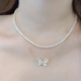 Freshwater Pearls, Butterfly Necklace - Minimalist Style