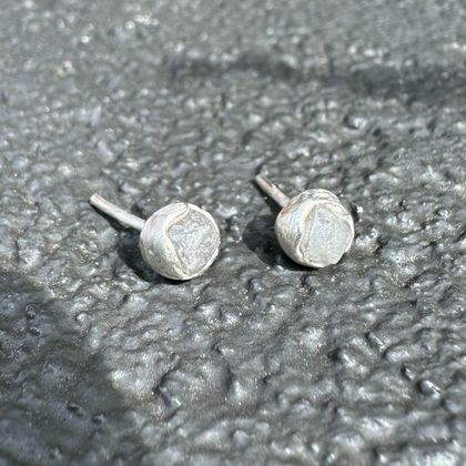 Raw Beauty - Silver and Natural Diamond Stud Earrings