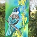 New Zealand Tui Bird on Kowhai Tree- OUTDOOR GARDEN ART, 70cm x 32cm 