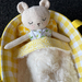 CARRY COT & TINY BEAR - Yellow gingham