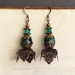 Viridian And Bronze earrings: dark green glass and antiqued bronze  