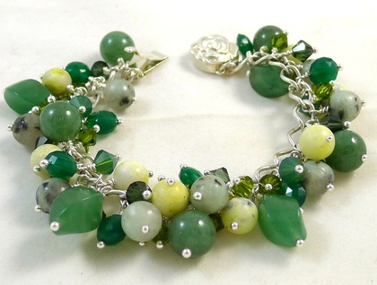 Green Gemstone Charm Bracelet